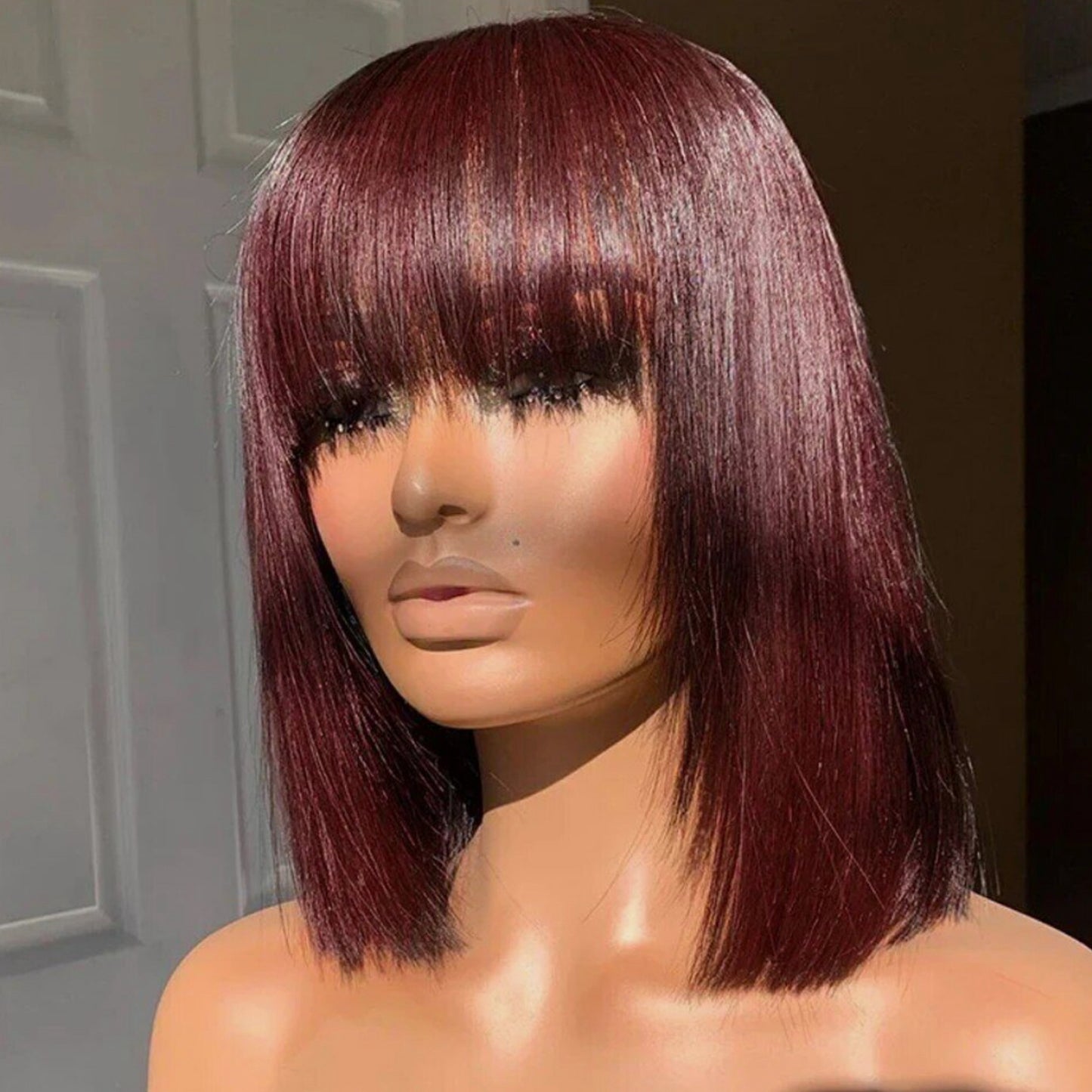 Burgundy Bang Bob Wig